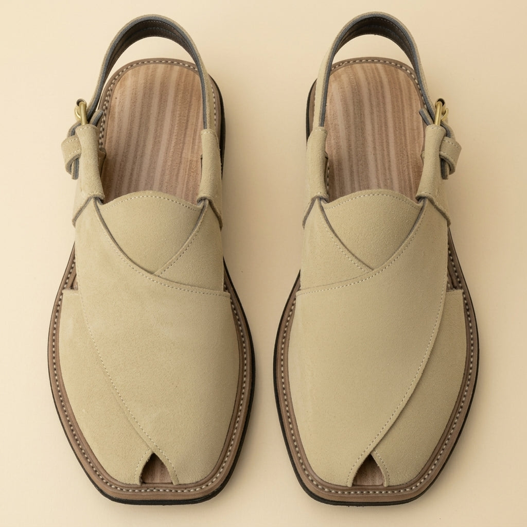 Sandy Beige Suede Peshawari Sandal – Handmade (Article 018)