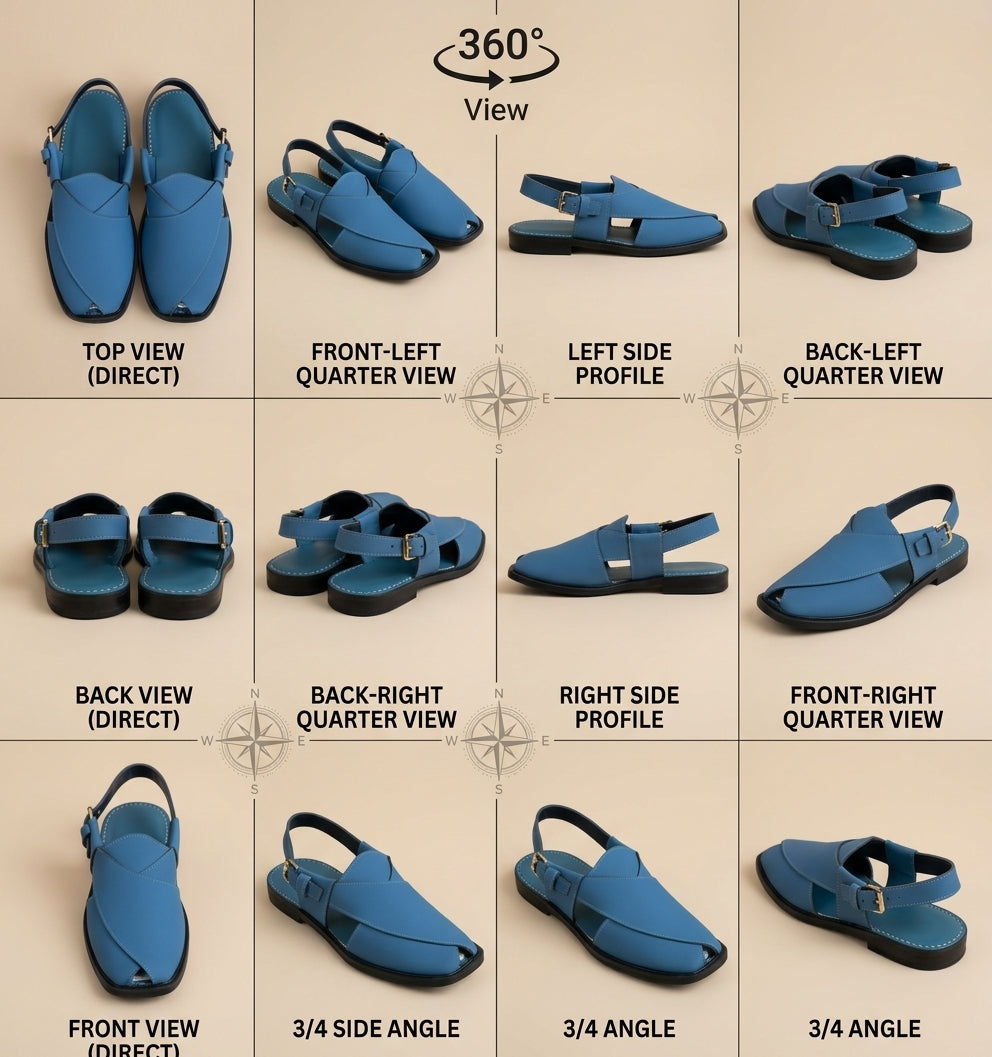 Blue Leather Peshawari Sandal – Handmade (Article 014)