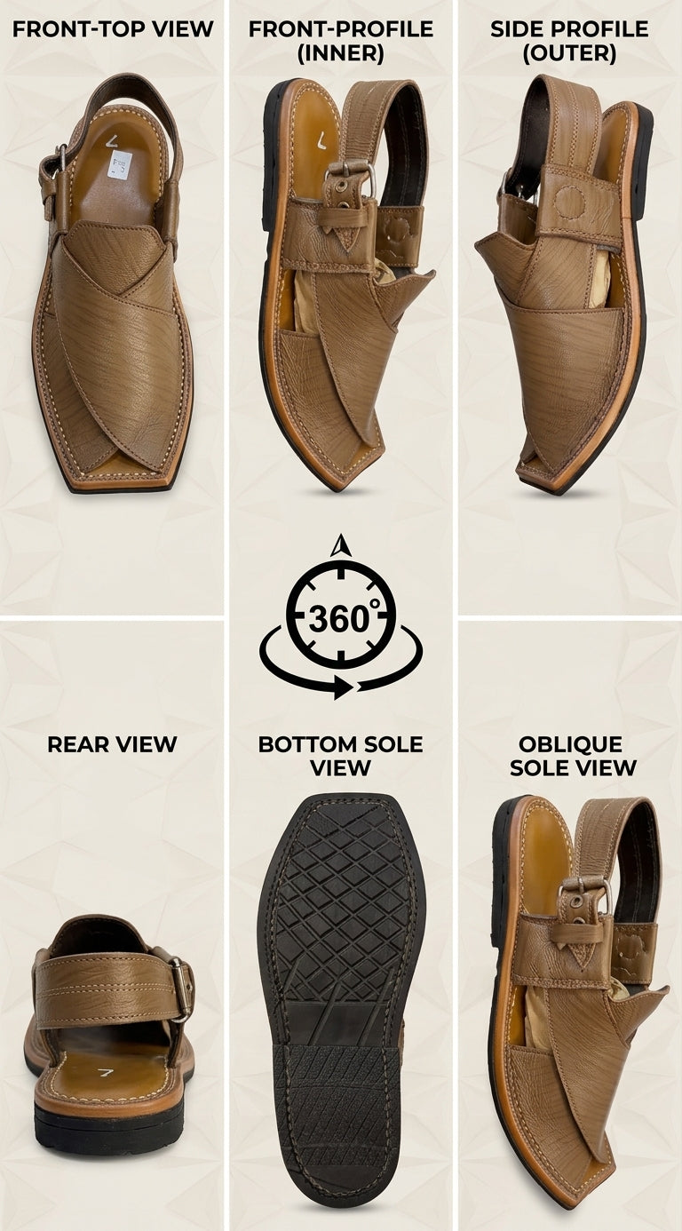Taupe Camel Leather Peshawari Sandal – Handmade (Article 021)
