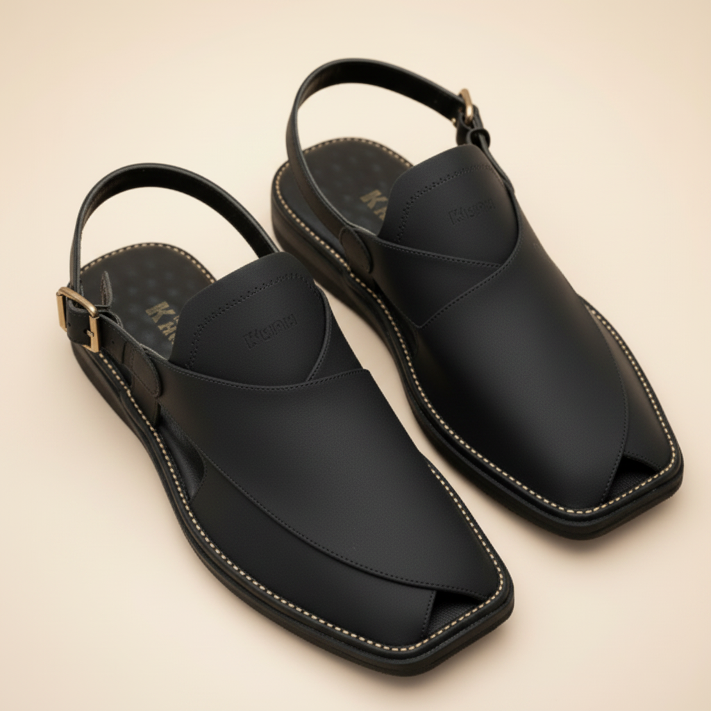 Black Leather Peshawari Sandal – Handmade