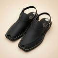 Black Leather Peshawari Sandal – Handmade