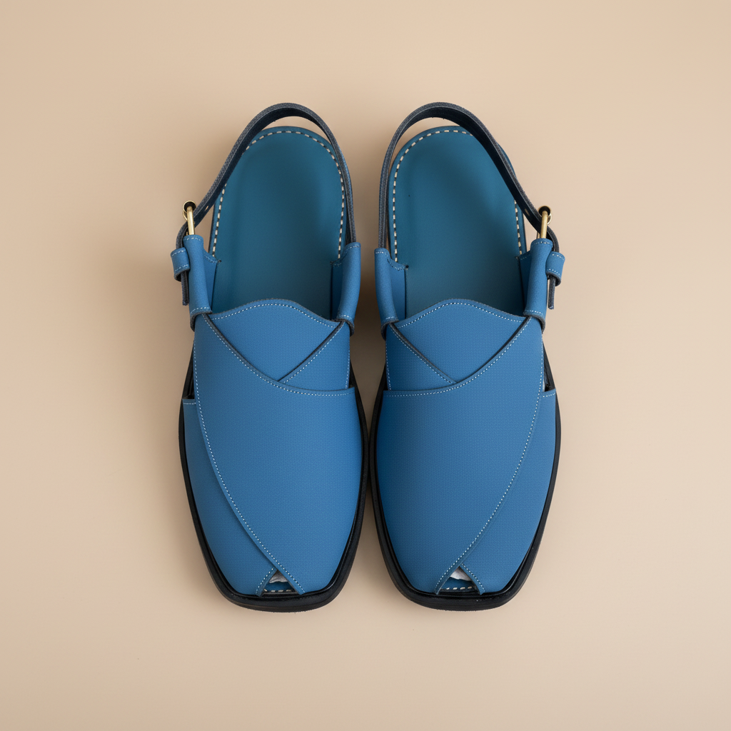 Blue Leather Peshawari Sandal