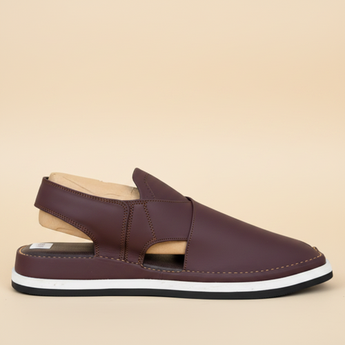 Burgundy Leather Peshawari Chappal – Handmade (Article 009)
