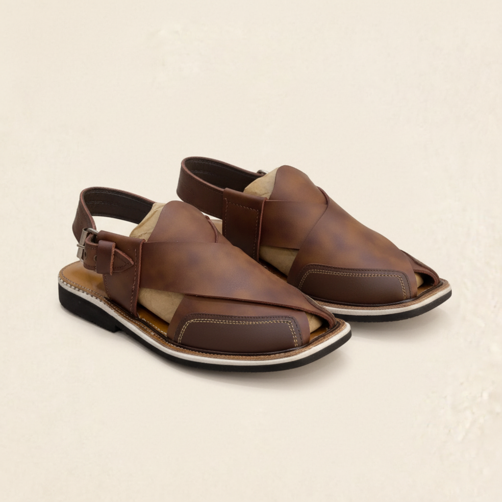 Brown Leather Peshawari Sandal – Handmade (Article 020)