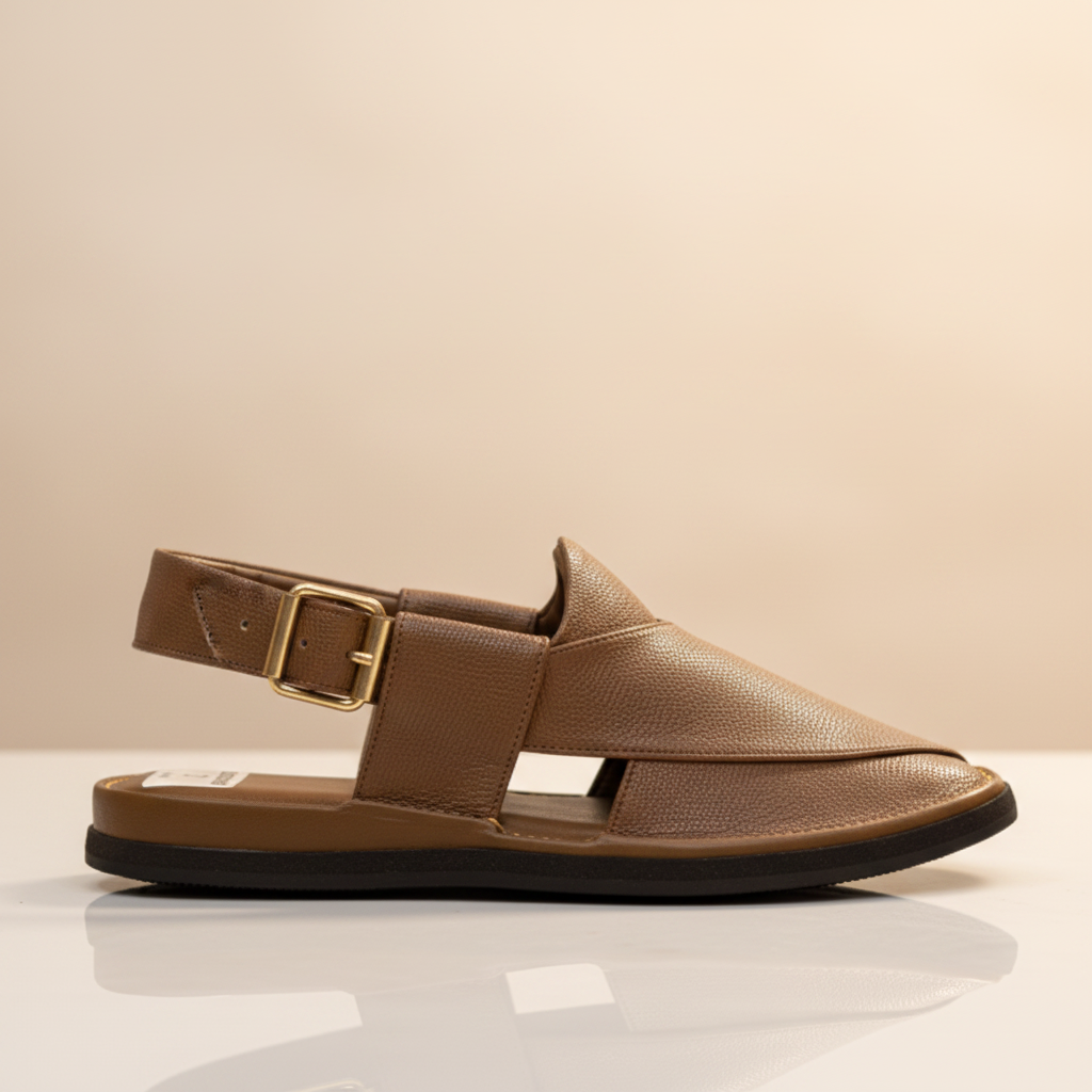Tan-Brown Leather Peshawari Sandal – Handmade (Article 011)