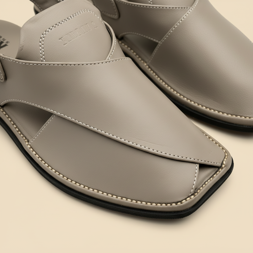 Grey Taupe Chappal - Detail