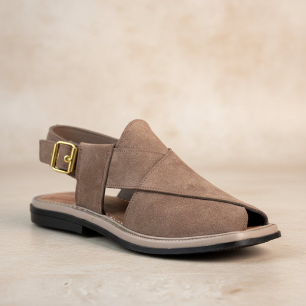 Taupe Suede Peshawari Sandal – Handmade