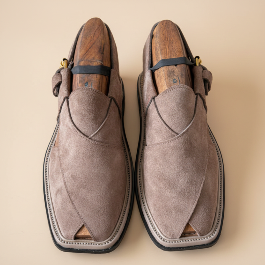 Taupe Suede Peshawari Sandal – Handmade