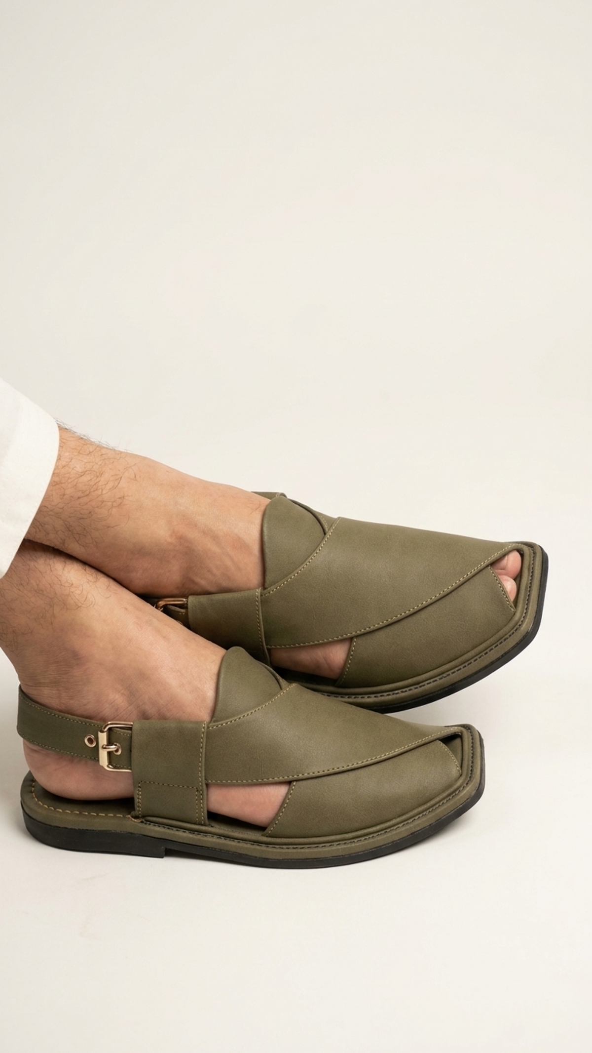 Olive Green Crossover Peshawari Sandal – Handmade (Article 025)