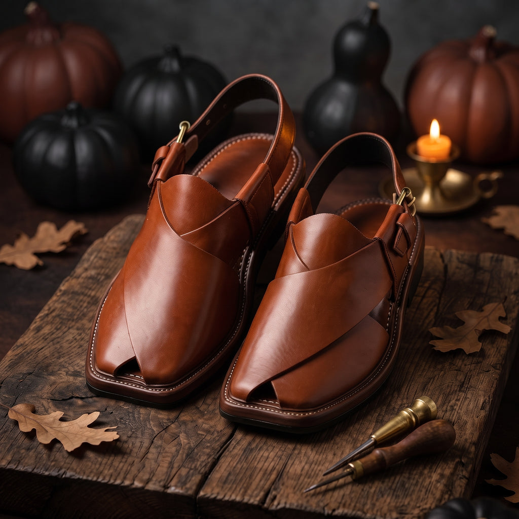 Smart Zalmi – Red Leather Peshawari Sandal – Handmade (Article 026)