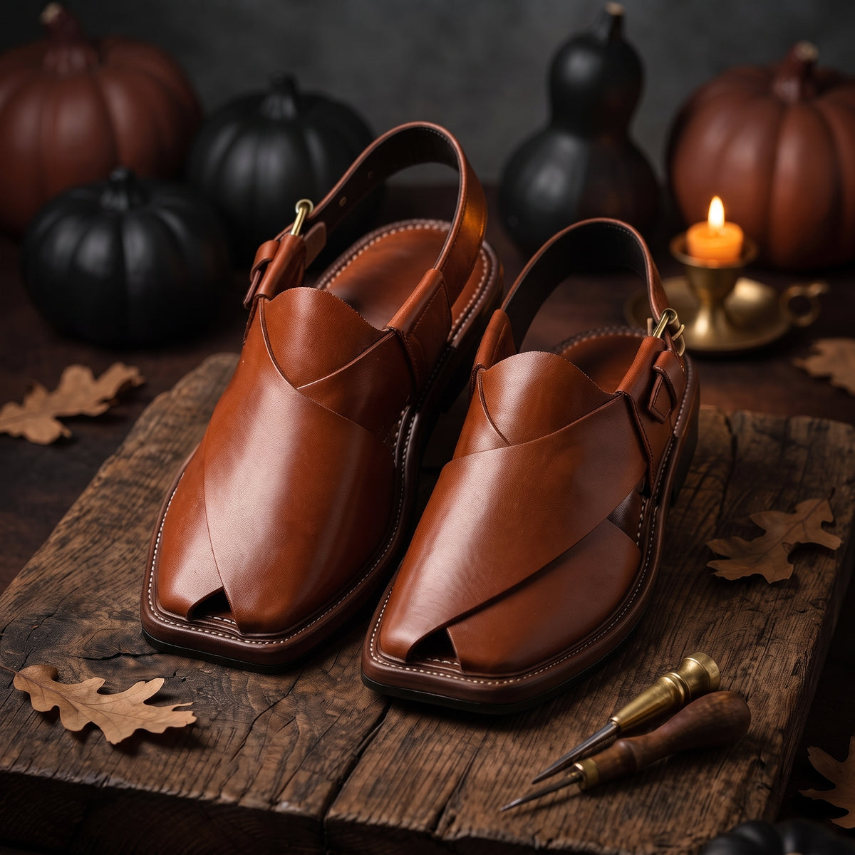 Smart Zalmi – Red Leather Peshawari Sandal – Handmade (Article 026)