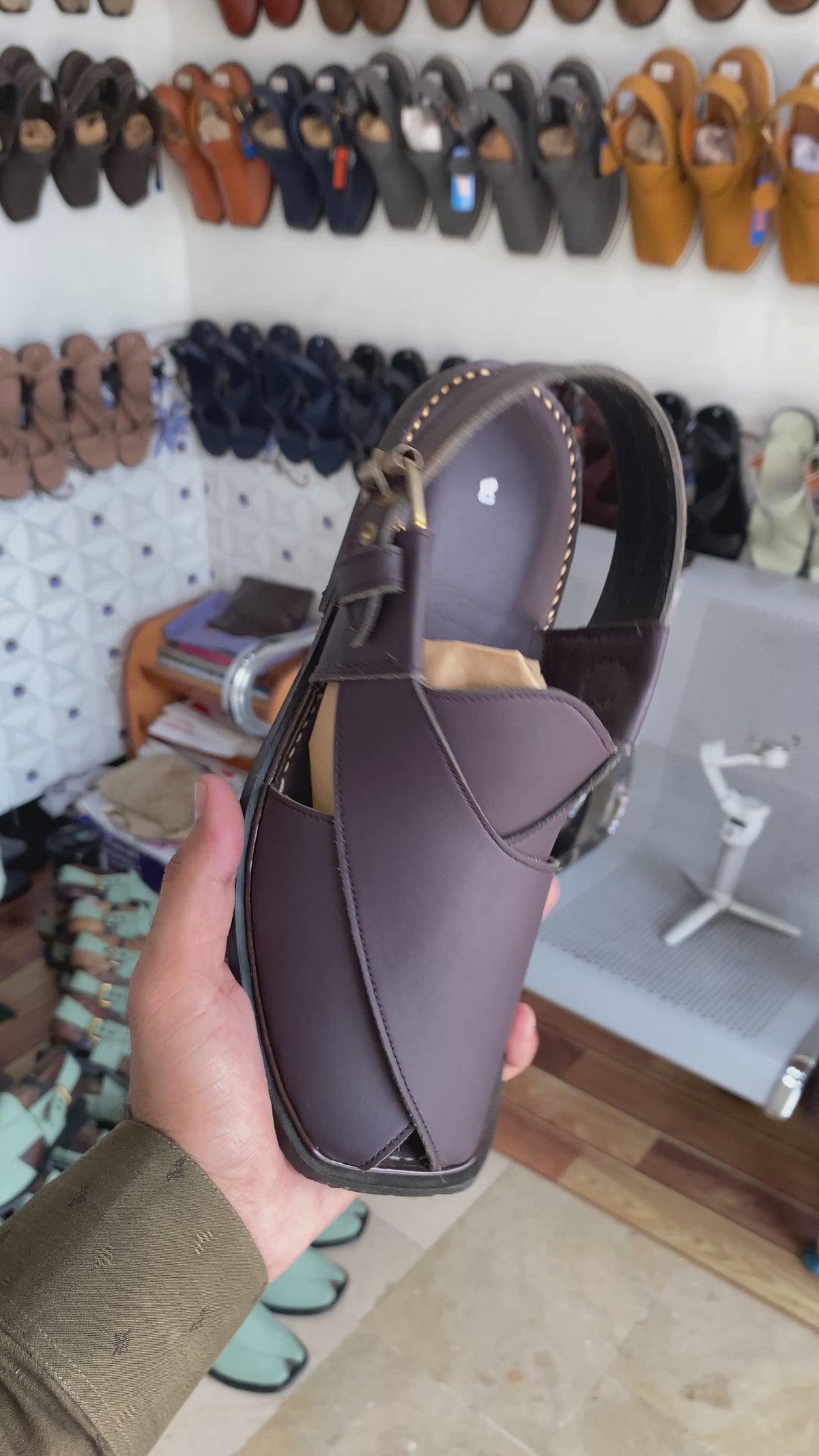 Plum Leather Peshawari Sandal – Handmade (Article 017)