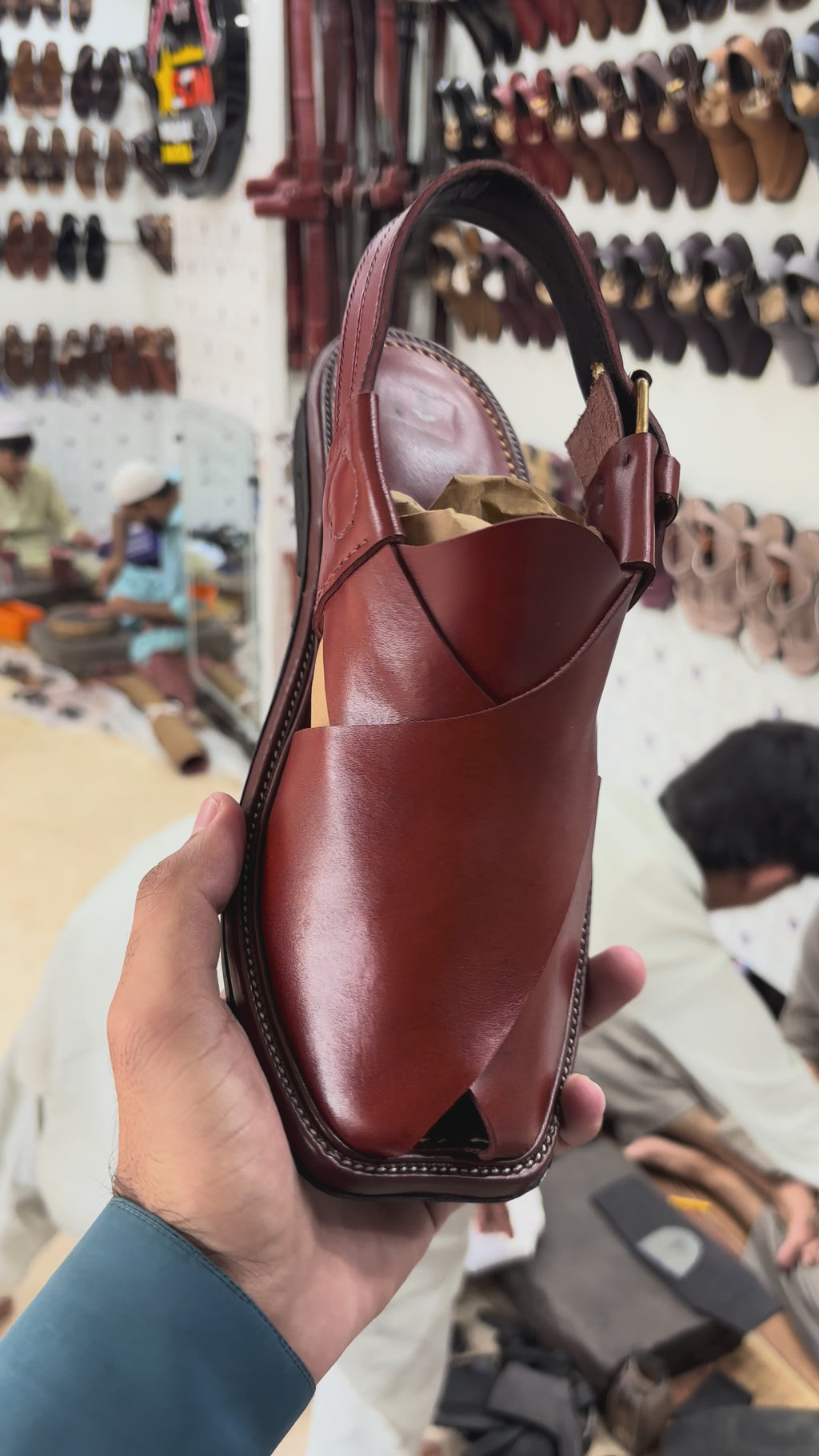 Smart Zalmi – Red Leather Peshawari Sandal – Handmade (Article 026)