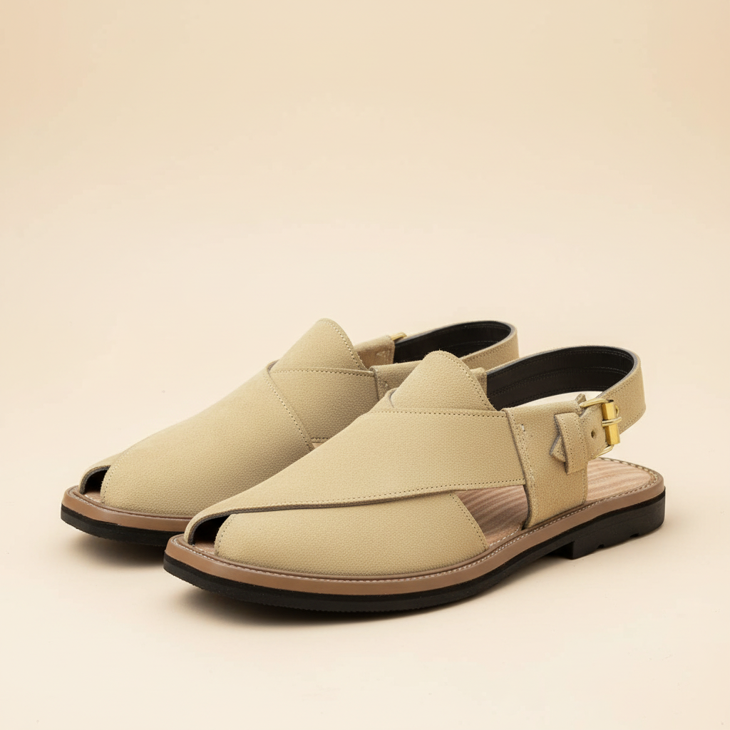 Sandy Beige Suede Peshawari Sandal – Handmade (Article 018)