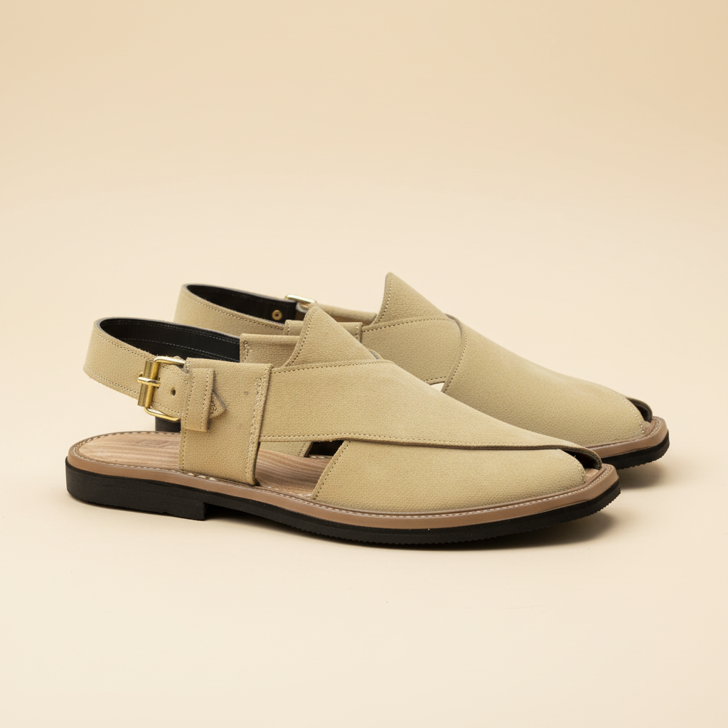 Sandy Beige Suede Peshawari Sandal – Handmade (Article 018)
