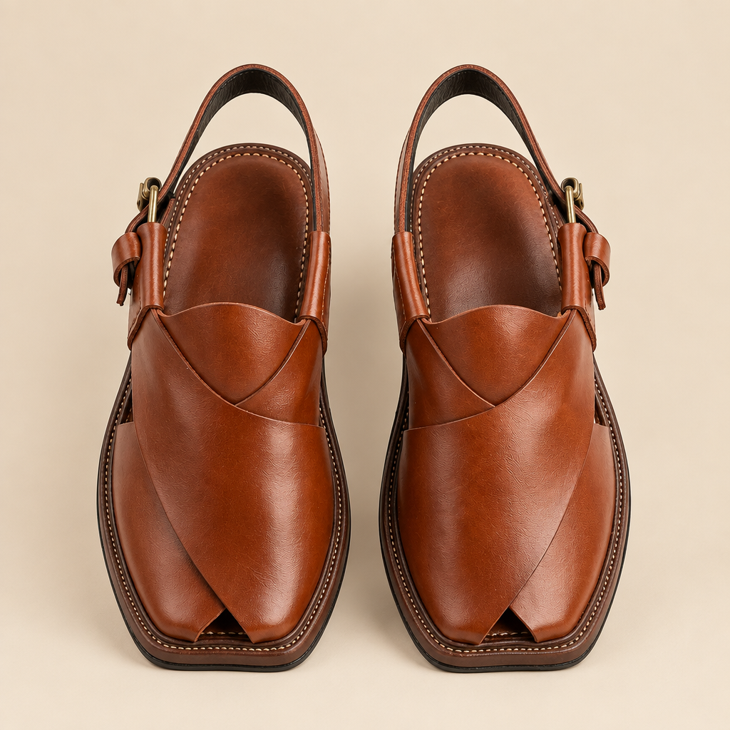Smart Zalmi – Red Leather Peshawari Sandal – Handmade (Article 026)
