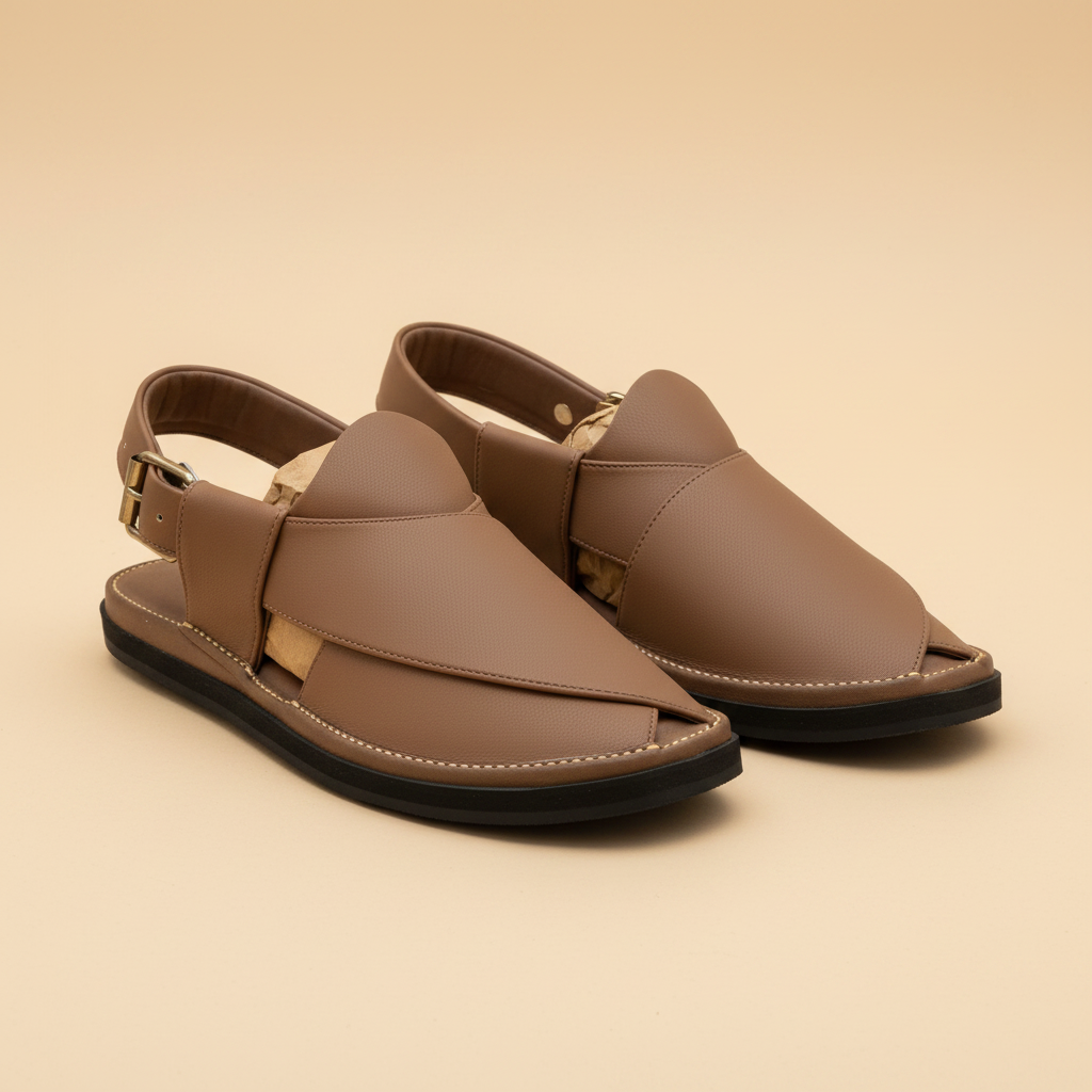 Tan Leather Peshawari Chappal – Handmade in Pakistan (Article 006)