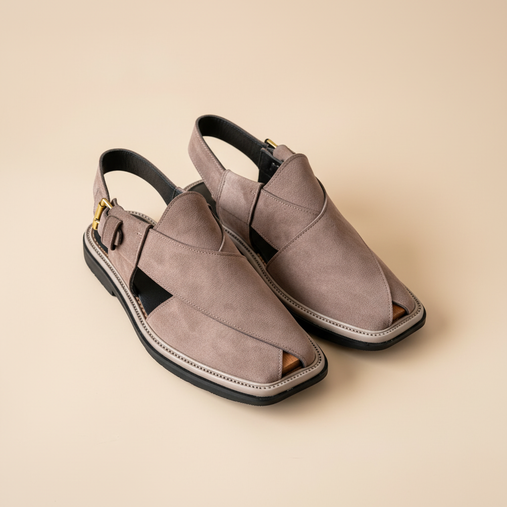 Taupe Suede Peshawari Sandal – Handmade (Article 007)